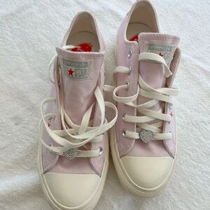 Converse Pink Heart-Embellished Women’s Sneakers